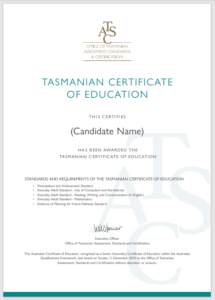 Tasmanian Certificate of Education (TCE) TASC